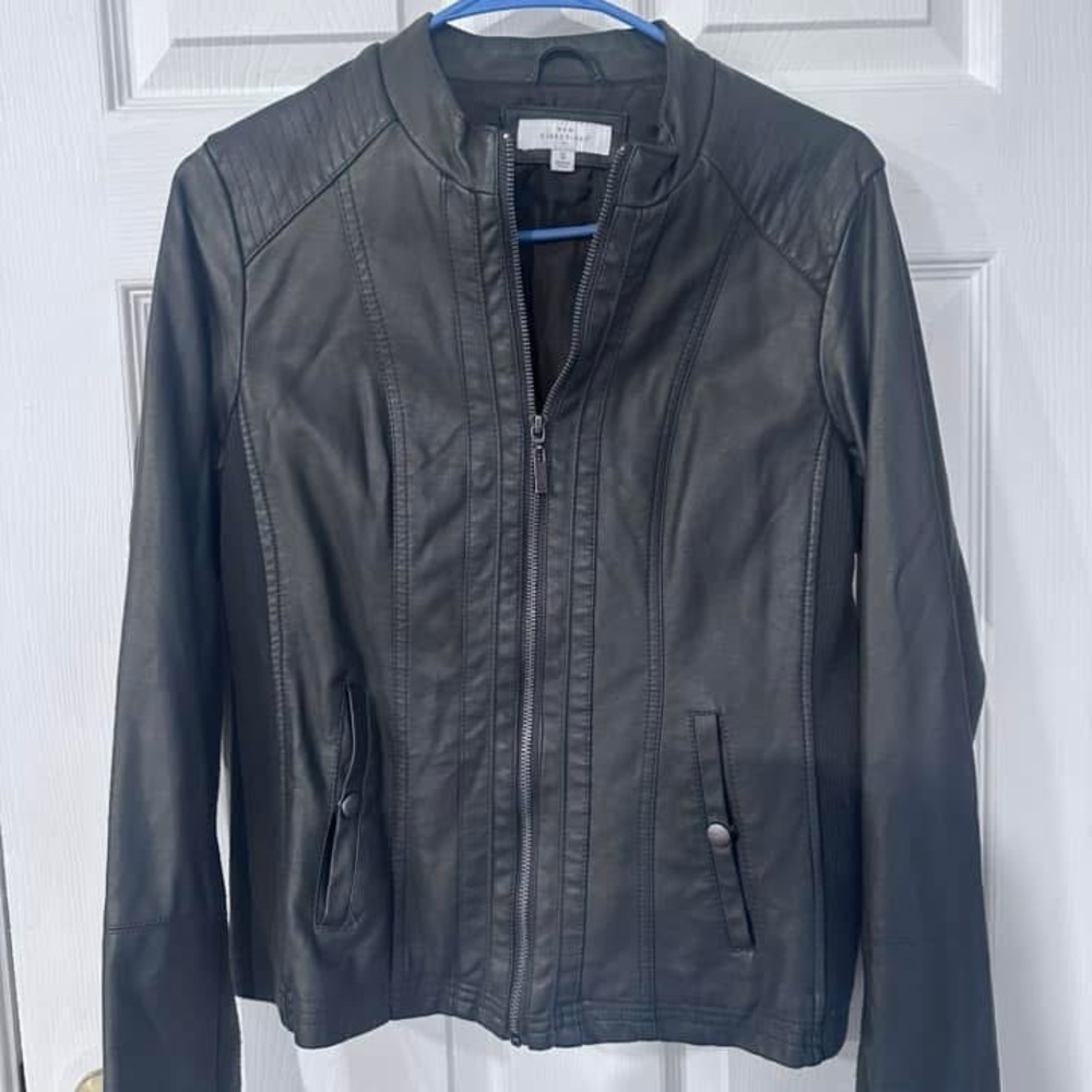 Grey Faux Leather Jacket